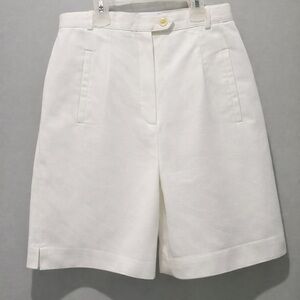 Vintage Talbots Petites Size 10 Women's White Bermudas 100% Linen